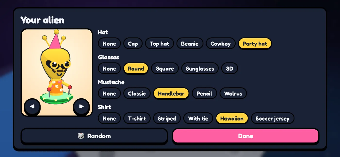 Closet to customize your alien